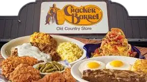 "Cracker Barrel menu featuring Southern-style comfort food like country fried steak, biscuits, homestyle sides, and breakfast platters"


