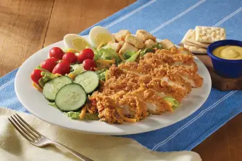 "Cracker Barrel salads menu including Chef Salad, Homestyle Chicken Salad, House Salad, and fresh seasonal greens with dressing options"

