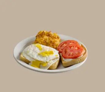 “Breakfast egg sandwich with bread and cheese at Cracker Barrel”

