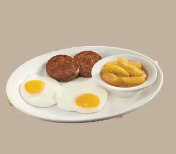 “Old Timer’s Breakfast with eggs, grits, and bacon at Cracker Barrel”

